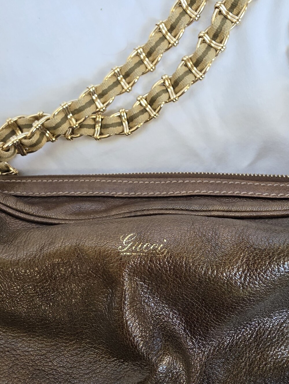 RARE GUCCI Brown Leather Large Capri Bowler Bag - Picture 4 of 11